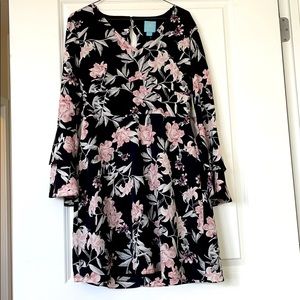 Cece floral flutter sleeve chiffon dress